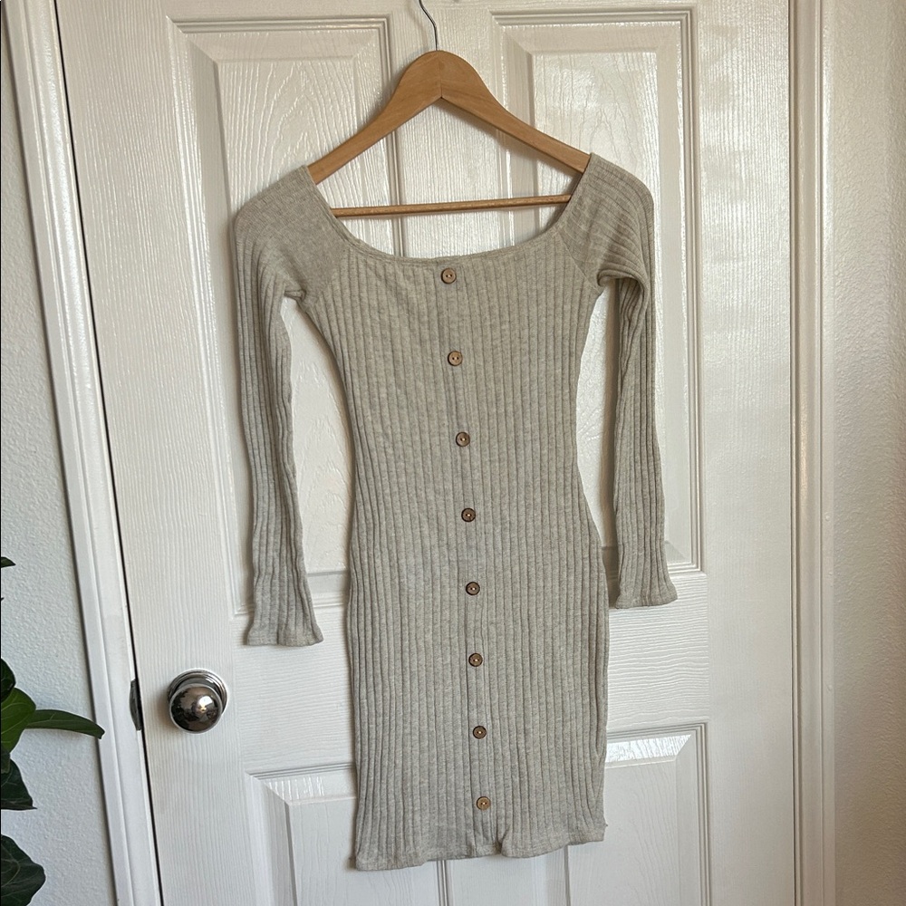 Windsor Beige Ribbed Long Sleeve Dress